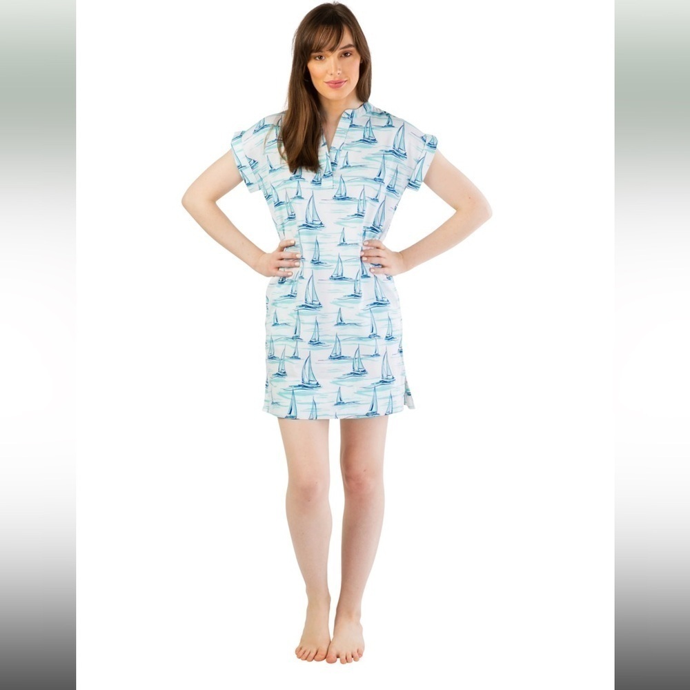 NWT Jayes Studio ‘Sail Away’ Day Dress White Blue Small Preppy Coastal Grandma